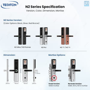 Cerradura de Puerta Inteligente Tediton con Manija, WiFi, <span class=keywords><strong>Zigbee</strong></span>, Biometría, Cámara y Huella Dactilar, Resistente al Agua - Product Image 6