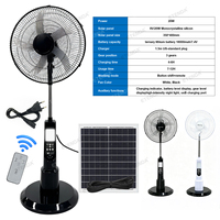 Ventilateur sur pied solaire professionnel 20W DC avec adaptateur secteur, batterie lithium haute capacité 18000mAh, 3 vitesses, alimentation solaire