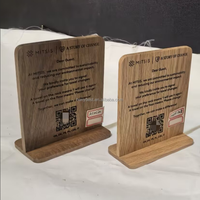 Support de Présentation en Bois Rustique pour Codes QR de Réseaux Sociaux et d'Applications de Paiement (Cash App), Idéal pour Entreprises, Bureaux, Décoration Intérieure et Affichage de Paiements