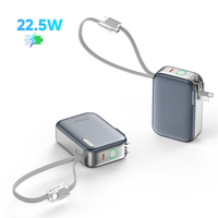 Miccell - Bancos de Energía Portátiles PD de 45 W y 20000 mAh con Cable Trenzado de Carga Rápida Tipo C, Enchufe de CA de 220 V para Teléfonos y Relojes