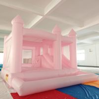Château gonflable rose pour mariage, trampoline, structure de saut avec souffleur, location pour événements, jouet pour enfants, lit de saut extérieur