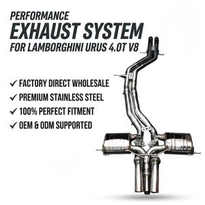 Échappement arrière à soupapes en acier inoxydable Vortex pour Lamborghini Urus 4.0T V8 avec triple sorties de pot d'échappement chromées et unité sonore - Product Image 1