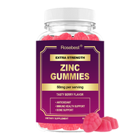 Rosebest Certifié GMP Vente en Gros OEM Marque Privée 50mg Gommes de Citrate de Zinc Végétaliennes Saveur Baies Naturelles Suppléments Alimentaires en Vrac
