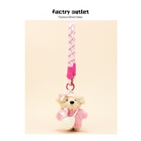 En gros, mini porte-clés ours en peluche mignon de style coréen, pendentif en corde d'escalade, breloques décoratives pour sacs, pochettes et coques de téléphone