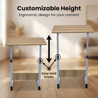 Mesa Extensible Ajustable en Altura para Portátil, Escritorio Plegable para Computadora, Estación de Trabajo Móvil con Ruedas para Oficina en Casa o Dormitorio