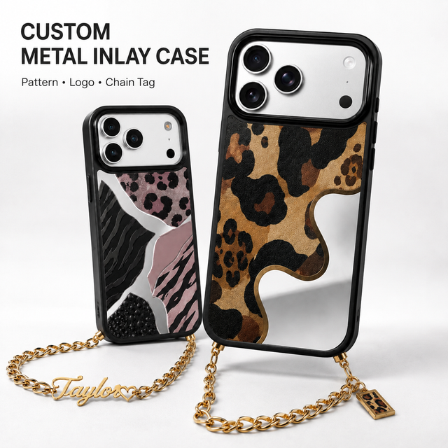Custom Magnetic Mirror Phone Case With Stainless Steel Chain Flat Cut Metal Logo OEM ODM Luxury Cover for iPhone 18 Pro Max 16