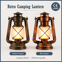 Lanterne de camping LED rétro rechargeable, effet flamme, option de suspension vintage, ABS blanc/rouge/bleu pour la décoration de jardin et d'extérieur