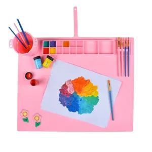 New arrivals potery art matnonstick craft easy clean drawing silicone painting mat for kids with cup painting art