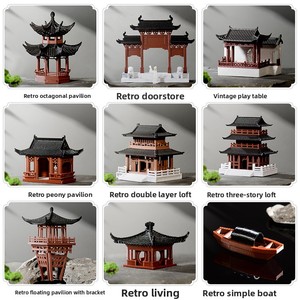 Chinese Stijl Mini Paviljoen Model-Oude Architectuur Microlandschap Voor <span class=keywords><strong>Aquarium</strong></span>, Bonsai & Zand Tafeldecoratie - Product Image 3