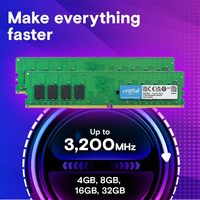 Crucial 32GB DDR4 RAM, 3200MHz (PC4-25600) CL22 Desktop Memory, UDIMM 288-Pin, Compatible with Intel and AMD Ryzen