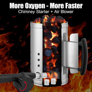 ملحق شواء شواء خارجي من الفولاذ المقاوم للصدأ مع مدخنة نار ولاعة ومقبض مريح - Product Image 5