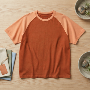 T-shirt Homme 100% Coton à Manches Raglan Unies Col Rond Respirant Tricoté Décontracté Streetwear Écologique Grande Taille 5XL 320g - Product Image 5