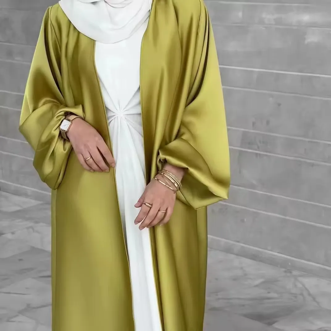 2024 hot sale High Quality Luxury Plain Abaya Muslim Clothing Stain Front Open Abaya For Islamic Women abaya women muslim dress