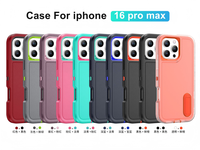 Étui de protection intégrale 3-en-1 avec béquille antichoc en TPU et PC pour iPhone 15, 16, 17, 18 Pro Max et iPhone 14, 13, 12, 11