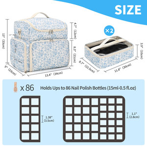 Organizzatore per Smalti Extra Large in Nylon con 2 Tasche Rimovibili, Capacità 86+ Flaconi, Leggero con Cerniera, per Lampada UV - Product Image 5