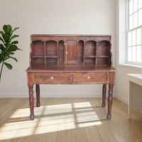 Table de maquillage moderne en bois massif de Sheesham sans miroir, 2 tiroirs et étagère, fabriquée à la main pour salon et hôtel