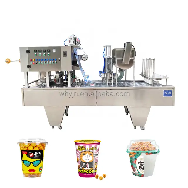 Полностью Автоматическая многофункциональная упаковочная машина для картофельных чипсов, картофельного картофеля фри, машина для наполнения и запечатывания пластиковых бумажных стаканчиков