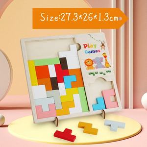 3D blocchi russi in legno Puzzle giocattolo educativo per bambini cartoni animati tutori Tangram Puzzle in materiale di legno - Product Image 6
