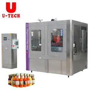 U TECH Automatic Small Glass PET Bottle Tomato Paste Mayonnaise Bottling chill Soy Sauce Filling Machine