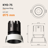 Projecteur mural LED étanche IP65 orientable 75mm 12W à cadre étroit avec déflecteur profond anti-éblouissement pour projets hôteliers