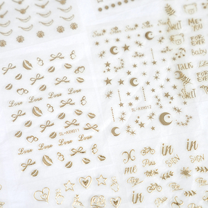 SHANLE Adesivi per Unghie 3D Mini Dorati con Stampa a Caldo, Decorazioni Regalo per Ragazze, Cosmetici alla Moda Fai da Te, Cuori, <span class=keywords><strong>Stelle</strong></span>, Luna, Diamanti, Labbra, Fiocchi, Lettere - Product Image 4