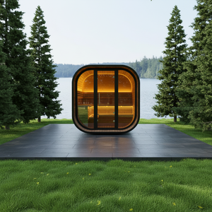 Sauna extérieur moderne pour 4-5 personnes, en bois de sapin massif imperméable, chauffage électrique pour sauna d'entrepôt 9KW - Product Image 2