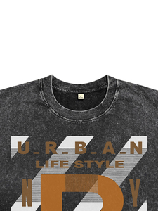 ODM OEM Custom <b>Black</b> Acid Wash Breathable Cotton Men's T-<b>Shirts</b> Oversized Letter DTG Print High Quality <b>Tees</b> for Wholesale - Product Image 4