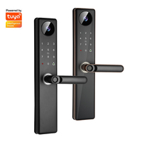 Gran oferta multiusos puerta delantera contraseña huella digital cerradura de puerta inteligente aplicación TUYA cerradura de puerta inteligente con pantalla de cámara
