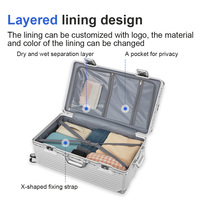 Valise de voyage à roulettes en aluminium de 24, 26, 28, 30 pouces, avec logo personnalisé, argentée, grande capacité, coque rigide imperméable