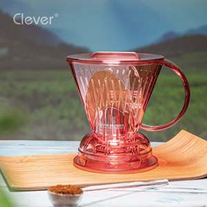 Cafetera de café de preparación manual, trapezoidal, rosa translúcido, libre de BPA, popular entre las boutiques minoristas y cafeterías. - Product Image 2