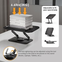 Support de livre pliable en bois Présentoir de maison en acier Support de livre de lecture de bureau avec bases rotatives à 360 °