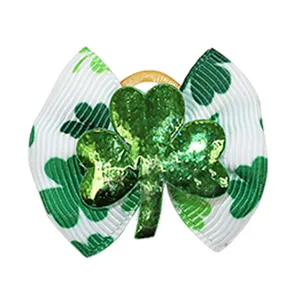 St. Patrick's Day Dog Pet Headwear Bows Design personnalisé Pet Head Flower Bows Tie