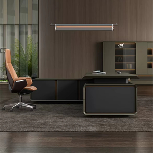 Escritorio de oficina ejecutivo de gama alta personalizado, mesa de director en forma de L con panel de estilo de madera para muebles de oficina modernos - Product Image 2