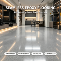 Peinture liquide autolissante de haute qualité à base de résine époxy et de sable coloré pour sols en béton, application au truelle