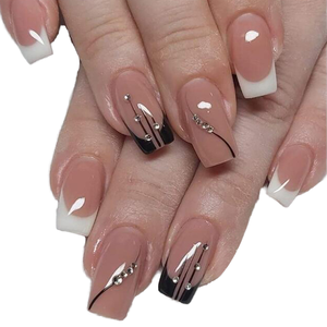 Lot de 24 faux ongles en acrylique de qualité supérieure, forme amande française, à presser, avec colle, prix abordable - Product Image 1