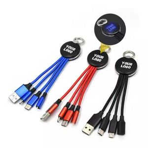 Wholesale Custom Led Logo <b>Usb</b> Type-C <b>3</b> in 1 Keychain Charging <b>Cable</b> Phone Charger <b>Cables</b> for Business Gift - Product Image 1