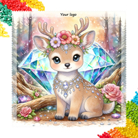Kit de Peinture Diamant 5D à Couverture Complète, Cerf Kawaii avec Boissons Imprimées, Écologique, Art Diamant DIY, Décoration de Chambre Fantaisie