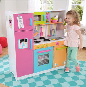 Cocina de Juguete de Madera Colorida para Niños, Juego de Cocina de Simulación con Refrigerador y Microondas, Certificado por ASTM, Juego de Roles para Niños Pequeños - Product Image 2