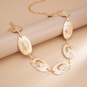Chaîne de taille vintage géométrique elliptique en métal texturé pour femme, accessoire de corps tendance pour la rue, bijou cadeau - Product Image 5