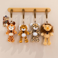 Porte-clés animal en peluche mignon (Tigre, Lion, Léopard, Cerf) – Jouet en peluche doux, breloque de sac sur le thème de la forêt – Pour la vente en gros, les détaillants de cadeaux et la revente