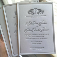 Undangan Pernikahan Sederhana Elegan Custom, Kertas Buatan Tangan Bertekstur Embossed/Debossed, Undangan Perayaan Pernikahan