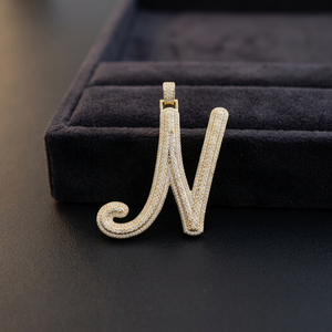 Pendentif Lettre Alphabet Personnalisé Prix de Gros Plaqué Or 10K 14K avec Diamants Naturels VS-SI pour Mariage - Product Image 1