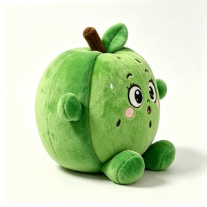 หมอนตุ๊กตาผลไม้สีเขียวสุดน่ารักสำหรับเด็กและห้องนอน ของเล่นตุ๊กตาแอปเปิ้ลสีเขียวน่ารัก นุ่มนิ่ม รูปทรงกลม - Product Image 2