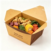 Boîte à lunch bento en carton de haute qualité en promotion, boîte à emporter en kraft brun, conteneur alimentaire pour pommes de terre avec encre de soja, vente en gros