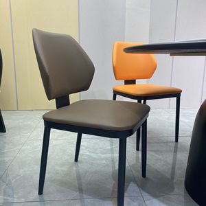 Modern Minimalist Leather <b>Dining</b> <b>Chair</b> Brown Upholstered Seat For Home Hotel <b>Dining</b> Room Adult Elderly Use - Product Image 3