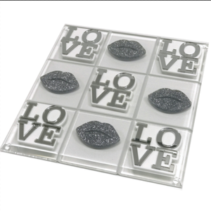 <span class=keywords><strong>Jeu</strong></span> <span class=keywords><strong>de</strong></span> Tic Tac Toe en acrylique Lucite, échecs personnalisés en cristal transparent avec <span class=keywords><strong>plateau</strong></span> carré noir - Product Image 6