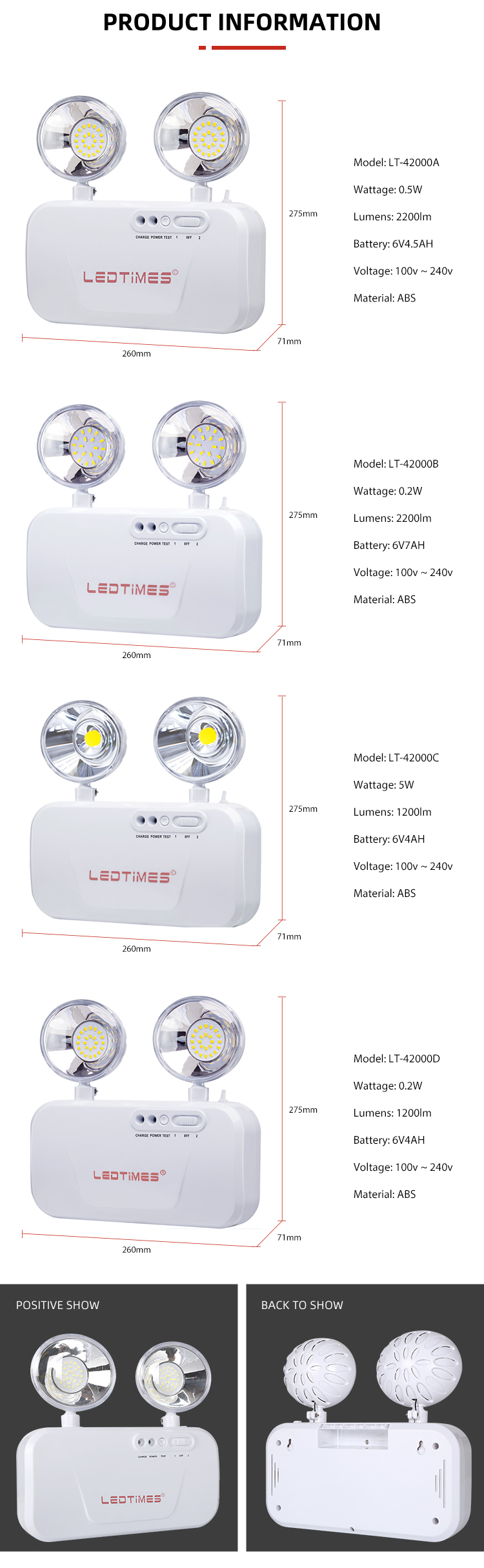 High Quality White ABS COB Indoor Lobby Corridor 5W Rechargeable Led Emergency Light