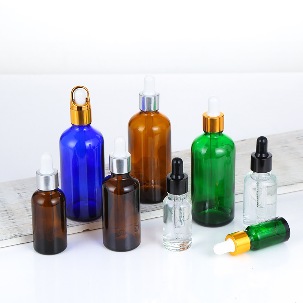 Hair Oil Glass Cosmetic Containers Rose Gold Dropper Bottle Transparent OEM