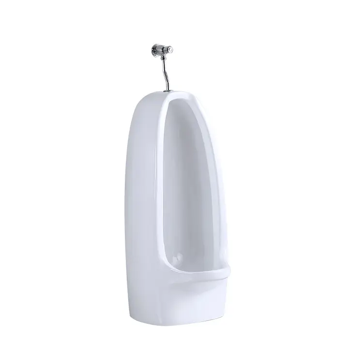 China Ceramic Men's Urinal White Floor Standing Urinal Hand Press Urinal For Sanitary Ware