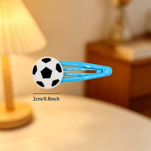 Fermagli per capelli in metallo a forma di pallone da <span class=keywords><strong>calcio</strong></span> per ragazze, fermagli colorati a forma di goccia d'acqua, accessori sportivi eleganti per bambini e neonati, per il giorno della partita - Product Image 5